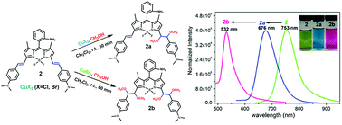 Graphical abstract: Room temperature cupric halides mediated olefin alkoxylation of BODIPYs with methanol: mechanisms and scope