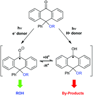 Graphical abstract: Mechanism of the photorelease of alcohols from the 9-phenyl-9-tritylone protecting group