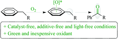 Graphical abstract: Aerobic conversion of benzylic sp3 C–H in diphenylmethanes and benzyl ethers to C [[double bond, length as m-dash]] O bonds under catalyst-, additive- and light-free conditions