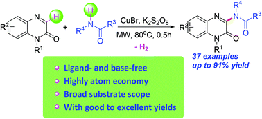 Graphical abstract: Highly efficient copper-catalyzed direct C–H amidation of quinoxalin-2(1H)-ones with amidates under microwave irradiation