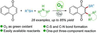 Graphical abstract: Copper-catalyzed one-pot three-component thioamination of 1,4-naphthoquinone