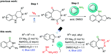 Graphical abstract: Visible-light-induced oxidative ring expansion of indoles with amidines