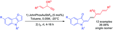 Graphical abstract: Gold-catalyzed cascade reactions of 4H-furo[3,2-b]indoles with propargyl esters: synthesis of 2-alkenylidene-3-oxoindolines