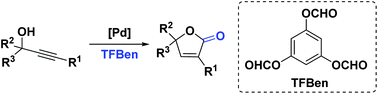 Graphical abstract: More than a CO source: palladium-catalyzed carbonylative synthesis of butenolides from propargyl alcohols and TFBen