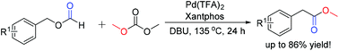 Graphical abstract: Carbonylative transformation of benzyl formates into alkyl 2-arylacetates in organic carbonates