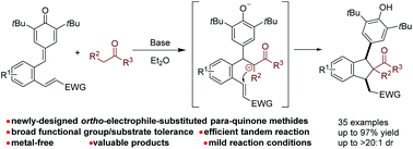 Graphical abstract: A [4 + 1] annulation of ortho-electrophile-substituted para-quinone methides for the synthesis of indanes and isoindolines