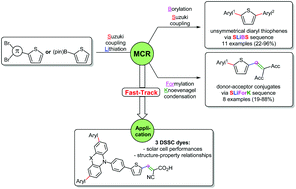 Graphical abstract: Diversity-oriented approach to functional thiophene dyes by Suzuki coupling-lithiation one-pot sequences