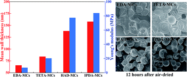 Graphical abstract: Tunable thermal, mechanical, and controlled-release properties of epoxy phenolic novolac resin microcapsules mediated by diamine crosslinkers