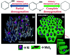 Graphical abstract: Highly active and robust Ni–MoS2 supported on mesoporous carbon: a nanocatalyst for hydrodeoxygenation reactions
