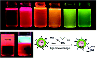 Graphical abstract: Full-color-emitting (CuInS2)ZnS-alloyed core/shell quantum dots with trimethoxysilyl end-capped ligands soluble in an ionic liquid