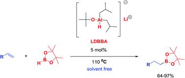 Graphical abstract: Alkene hydroboration with pinacolborane catalysed by lithium diisobutyl-tert-butoxyaluminum hydride