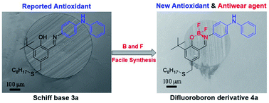 Graphical abstract: Multifunctional lubricant additive based on difluoroboron derivatives of a diphenylamine antioxidant