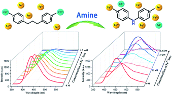 Graphical abstract: A novel fluorescence phenomenon caused by amine induced ion-exchange between Cd2+ and Fe3+ ions