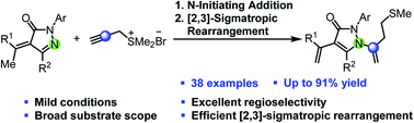Graphical abstract: Combined inorganic base promoted N-addition/[2,3]-sigmatropic rearrangement to construct homoallyl sulfur-containing pyrazolones