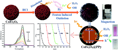 Graphical abstract: Magnetic recyclable CoFe2O4@PPy prepared by in situ Fenton oxidization polymerization with advanced photo-Fenton performance