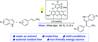 Graphical abstract: Rose bengal as photocatalyst: visible light-mediated Friedel–Crafts alkylation of indoles with nitroalkenes in water