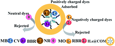 Graphical abstract: Synthesis of anionic ionic liquids@TpBd-(SO3)2 for the selective adsorption of cationic dyes with superior capacity