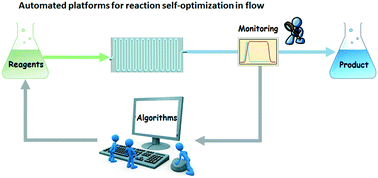 Graphical abstract: Automated platforms for reaction self-optimization in flow