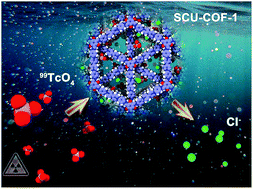 Graphical abstract: Mechanism unravelling for ultrafast and selective 99TcO4− uptake by a radiation-resistant cationic covalent organic framework: a combined radiological experiment and molecular dynamics simulation study