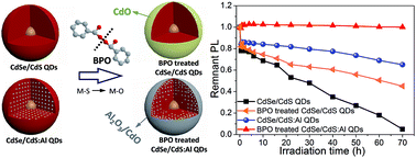 Graphical abstract: Sacrificial oxidation of a self-metal source for the rapid growth of metal oxides on quantum dots towards improving photostability