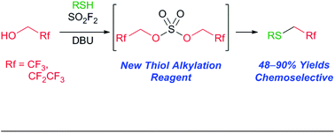 Graphical abstract: New sulfuryl fluoride-derived alkylating reagents for the 1,1-dihydrofluoroalkylation of thiols