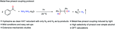 Graphical abstract: Light-enabled metal-free pinacol coupling by hydrazine