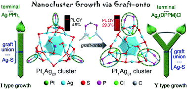 Graphical abstract: Nanocluster growth via “graft-onto”: effects on geometric structures and optical properties