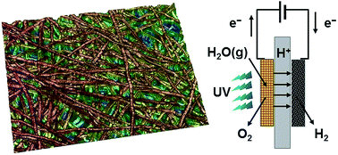 Graphical abstract: Photoelectrochemical water vapor splitting using an ionomer-coated rutile TiO2 thin layer on titanium microfiber felt as an oxygen-evolving photoanode