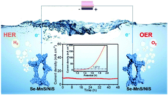 Graphical abstract: Study of active sites on Se-MnS/NiS heterojunctions as highly efficient bifunctional electrocatalysts for overall water splitting