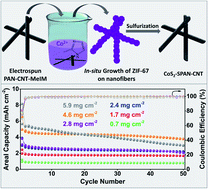 Graphical abstract: Anchoring MOF-derived CoS2 on sulfurized polyacrylonitrile nanofibers for high areal capacity lithium–sulfur batteries