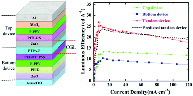 Graphical abstract: Efficient tandem polymer light-emitting diodes with PTPA-P/ZnO as the charge generation layer