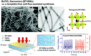 Graphical abstract: Tetragonal BaTiO3 nanowires: a template-free salt-flux-assisted synthesis and its piezoelectric response based on mechanical energy harvesting