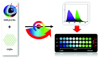 Graphical abstract: Ratiometric fluorescence response of a dual light emitting reduced carbon dot/graphene quantum dot nanohybrid towards As(iii)