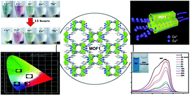 Graphical abstract: A triazine-functionalized nanoporous metal–organic framework for the selective adsorption and chromatographic separation of transition metal ions and cationic dyes and white-light emission by Ln3+ ion encapsulation