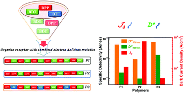 Graphical abstract: Broadband polymer photodetectors with a good trade-off between broad response and high detectivity by using combined electron-deficient moieties