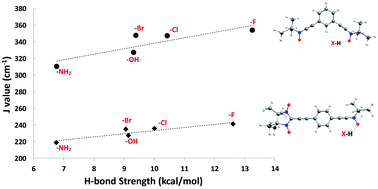 Graphical abstract: H-Bonding on spin centres enhances spin–spin coupling for organic diradicals