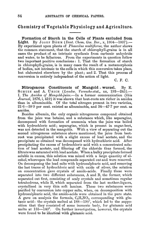 Chemistry of vegetable physiology and agriculture