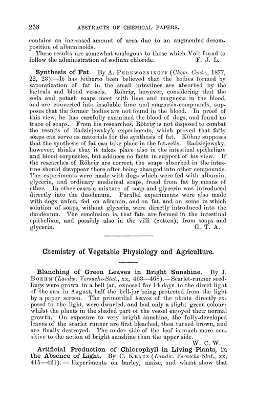 Chemistry of vegetable physiology and agriculture