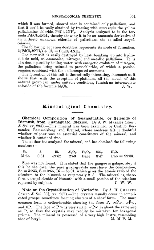 Mineralogical chemistry