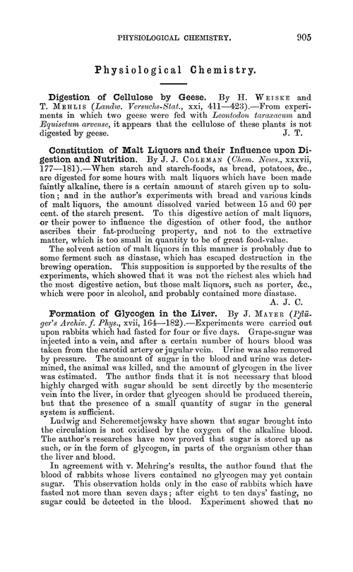 Physiological chemistry