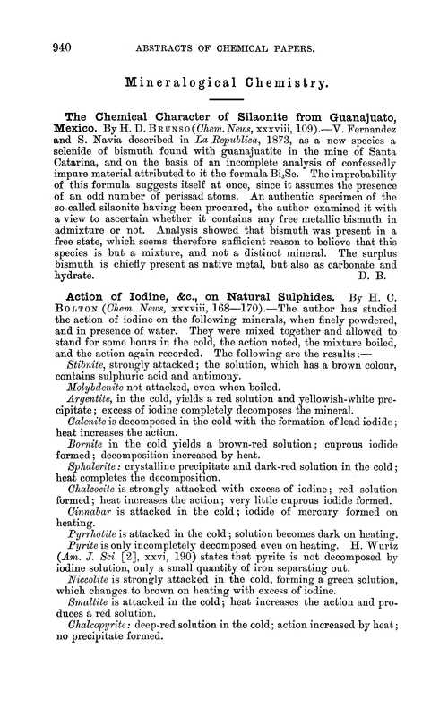 Mineralogical chemistry