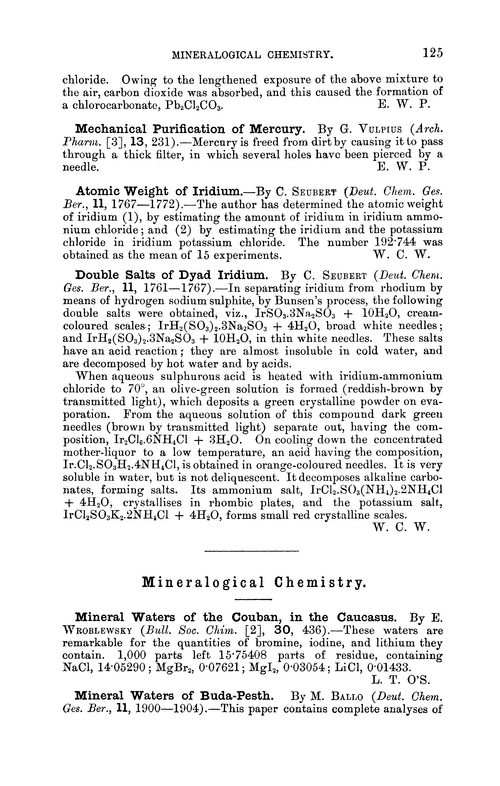 Mineralogical chemistry