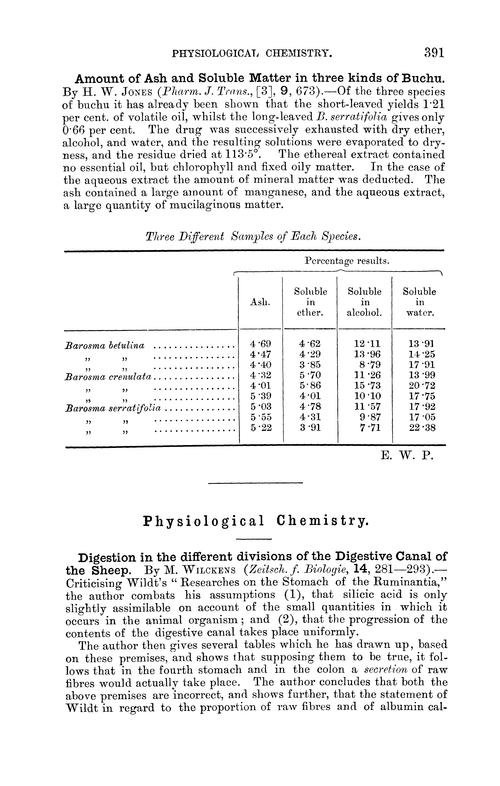 Physiological chemistry