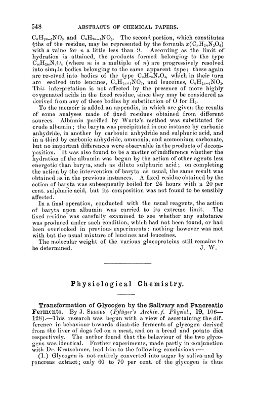 Physiological chemistry