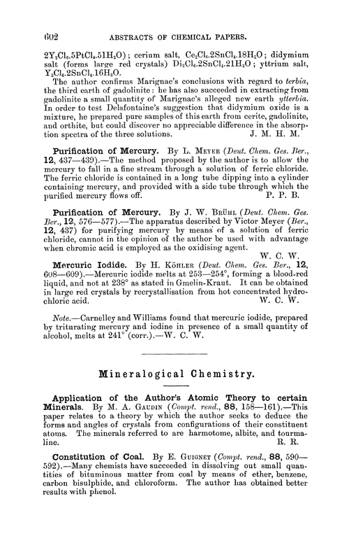 Mineralogical chemistry