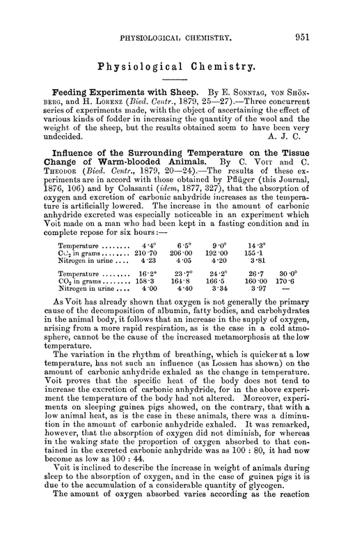Physiological chemistry