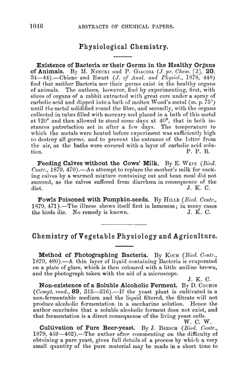 Physiological chemistry