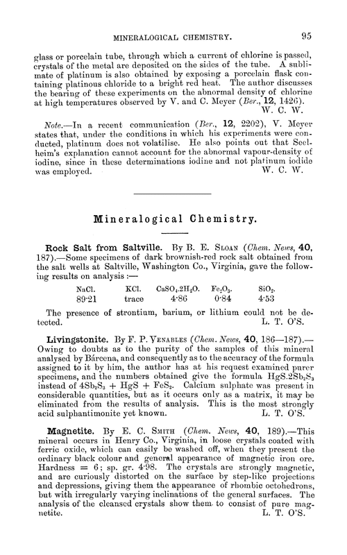 Mineralogical chemistry