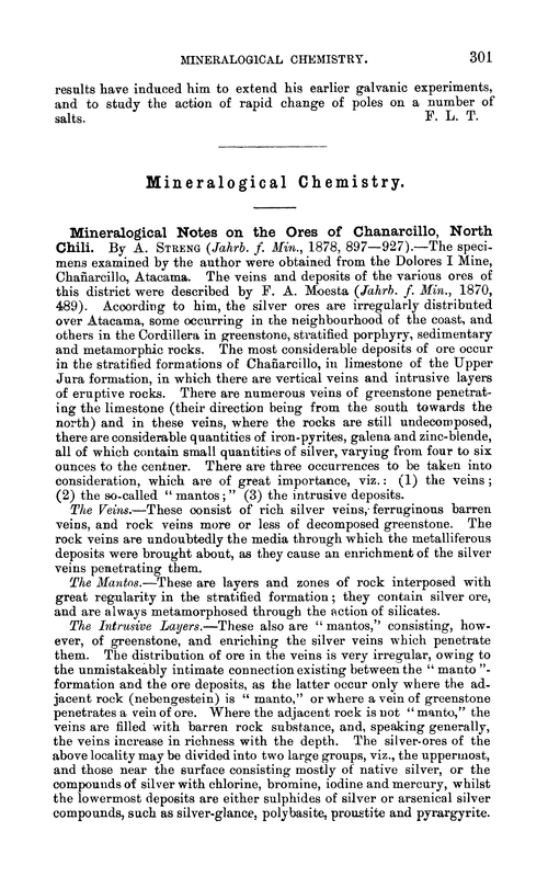 Mineralogical chemistry