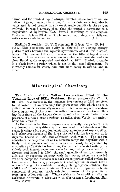 Mineralogical chemistry